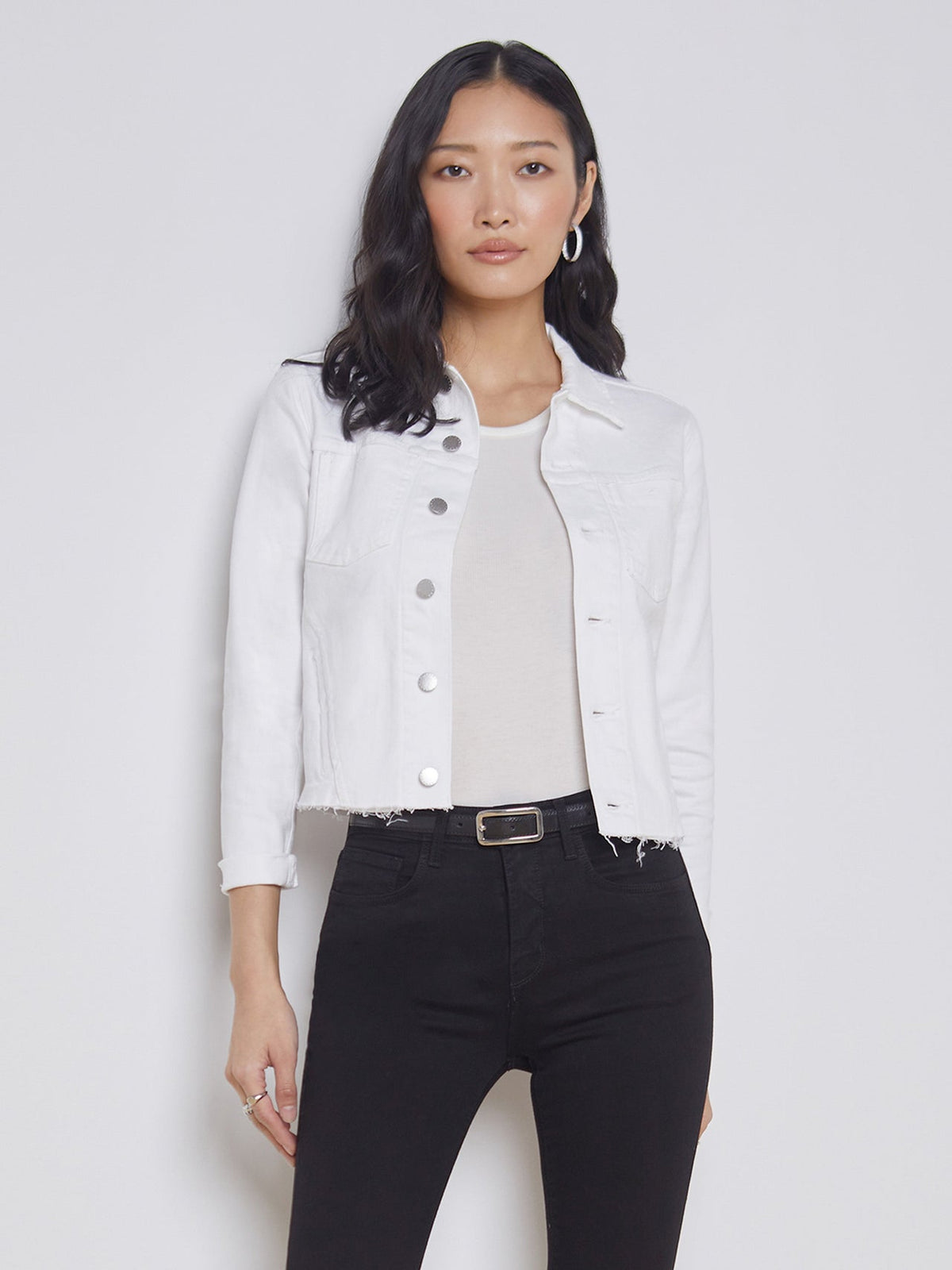 Janelle 3/4 Sleeve Jean Jacket in Blanc