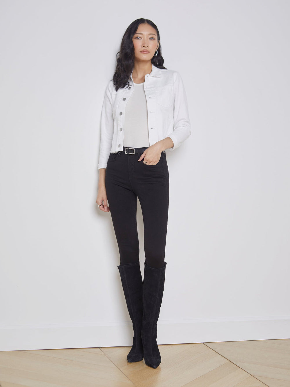 Janelle 3/4 Sleeve Jean Jacket in Blanc