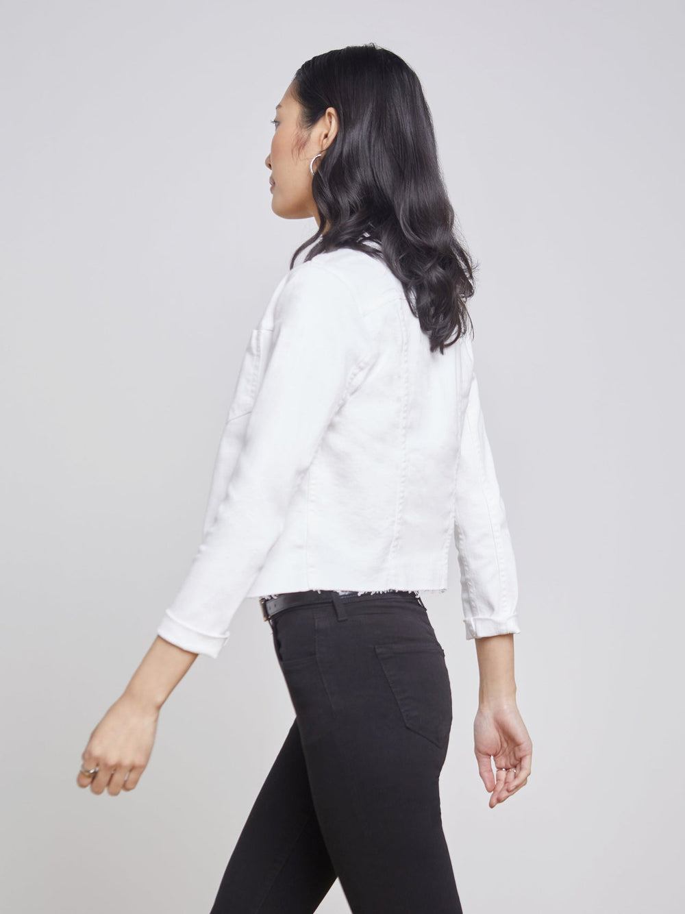 Janelle 3/4 Sleeve Jean Jacket in Blanc