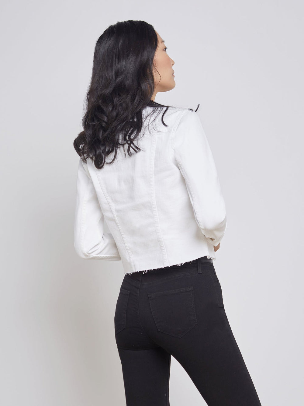 Janelle 3/4 Sleeve Jean Jacket in Blanc