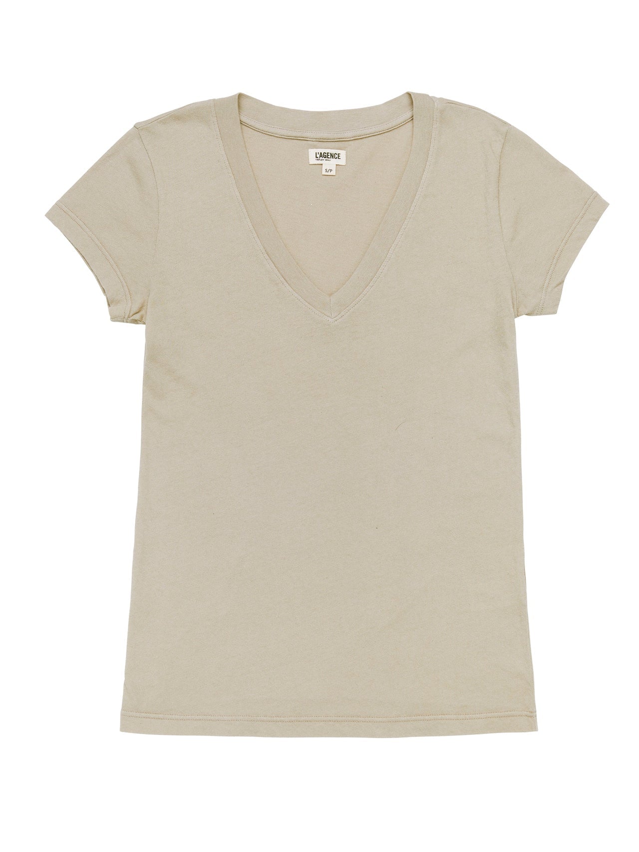 Becca Cotton V-Neck Tee in Biscuit