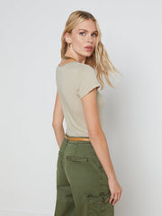 Cory Cotton Scoopneck Tee in Biscuit