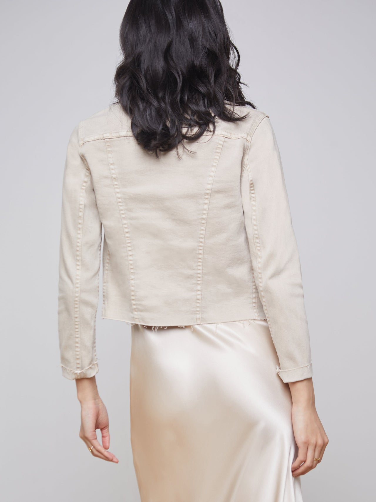 Janelle 3/4 Sleeve Jean Jacket in Biscuit