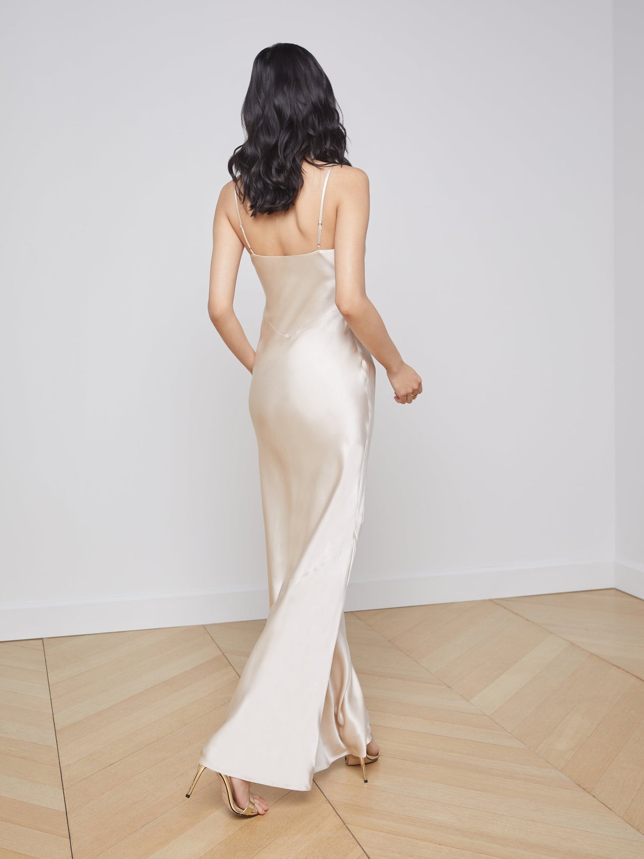 Serita Silk Slip Dress in Champagne