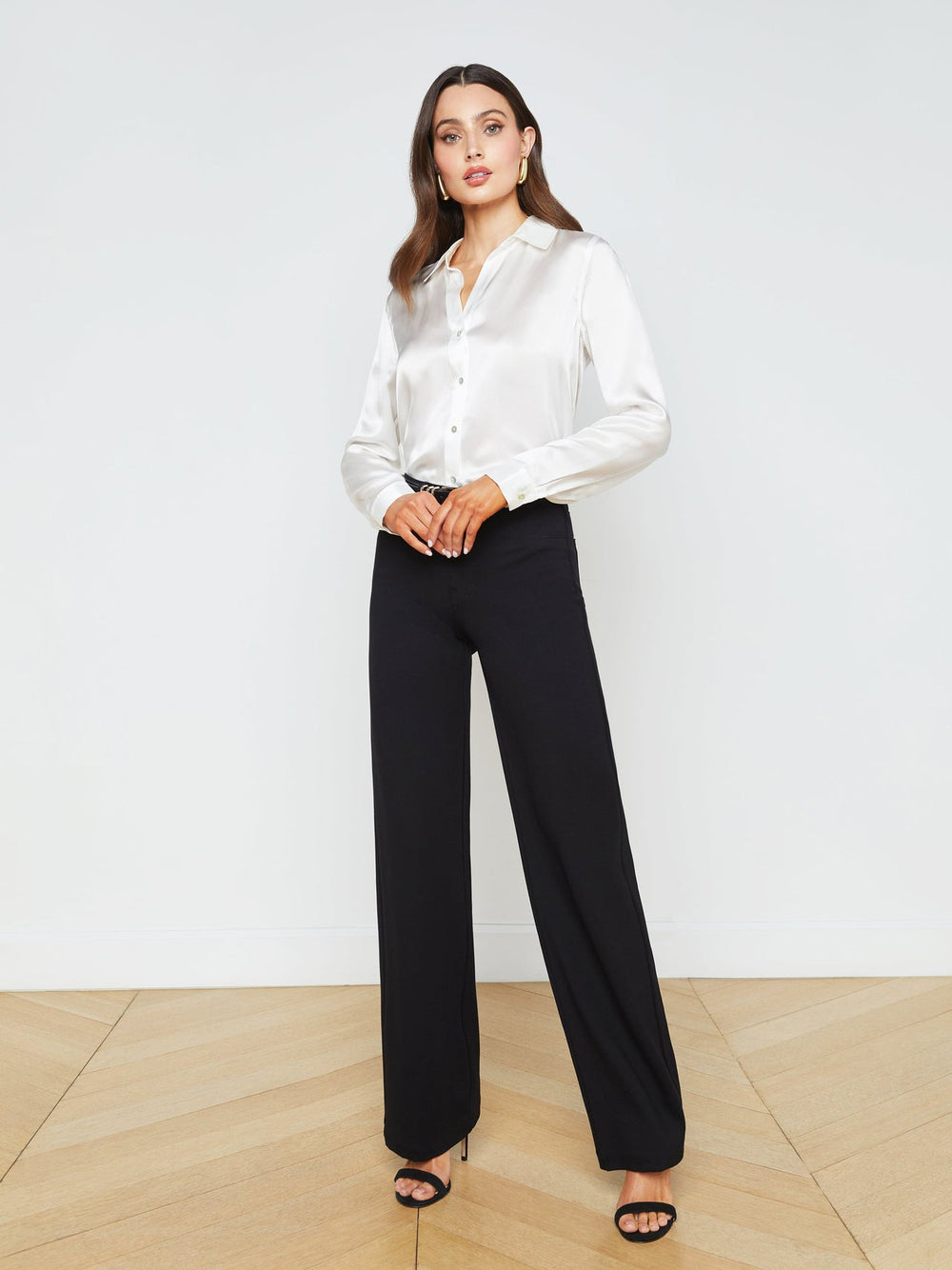 Tyler Long Sleeve Silk Blouse in Ivory