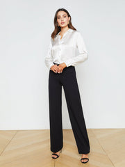 Tyler Long Sleeve Silk Blouse in Ivory