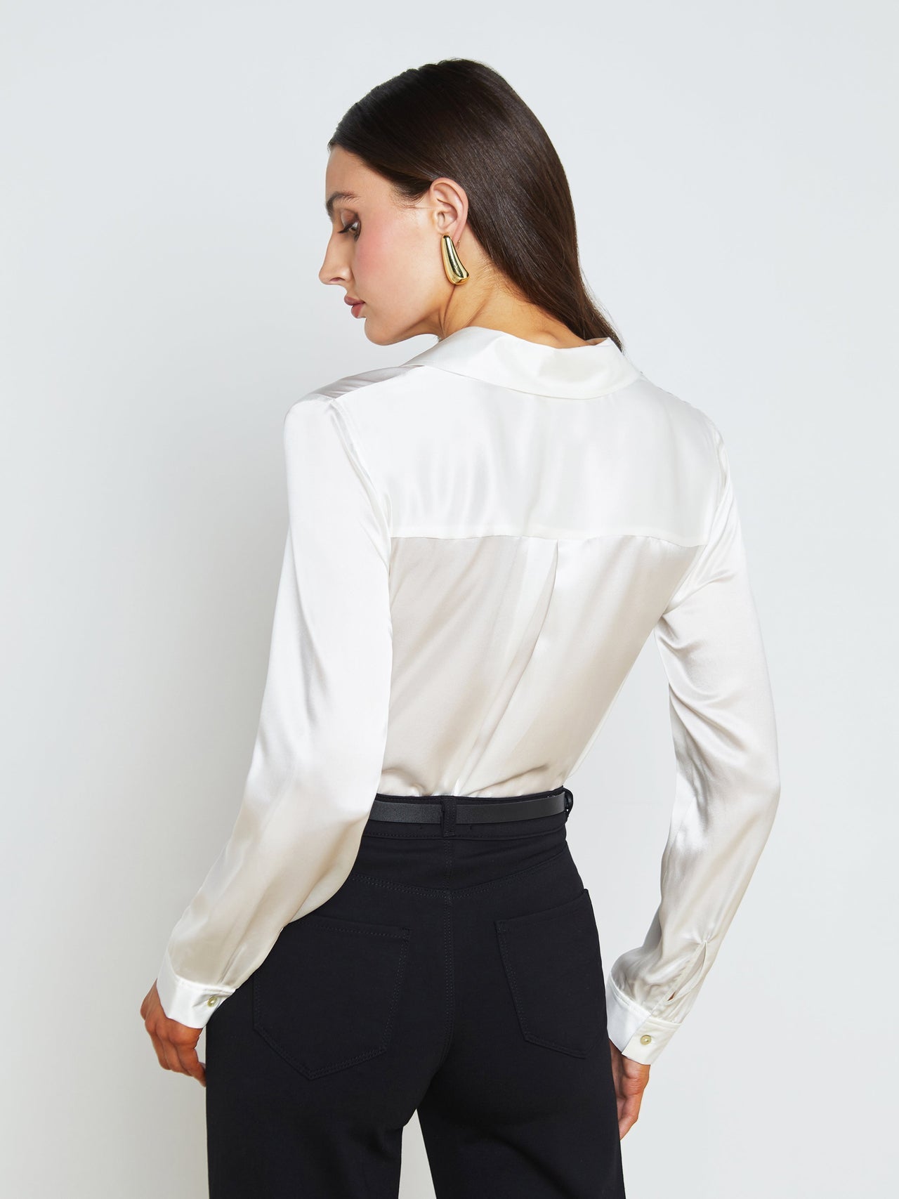 Tyler Long Sleeve Silk Blouse in Ivory