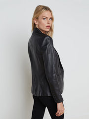Kenzie Leather Blazer in Black/Black