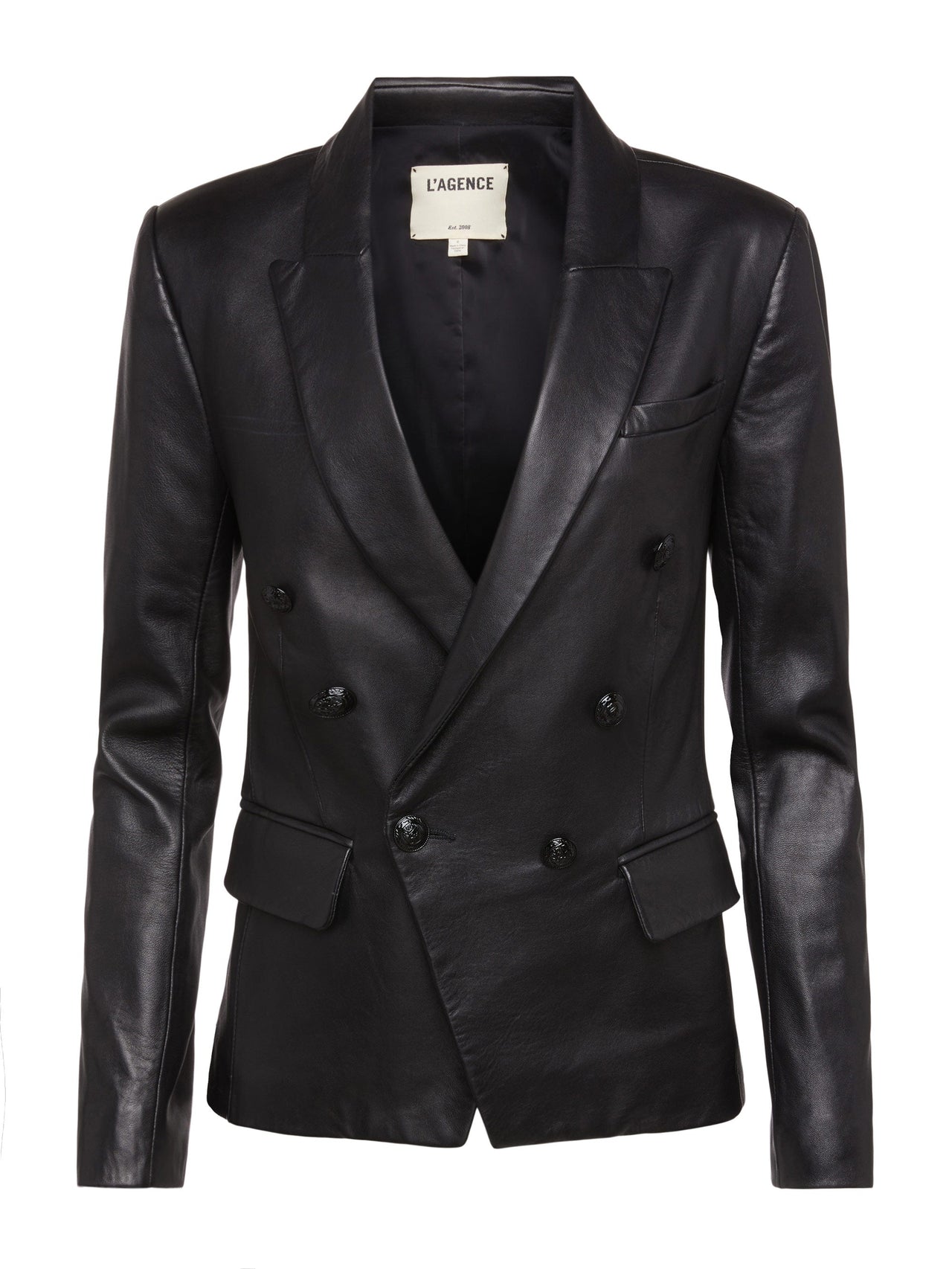 Kenzie Leather Blazer in Black/Black