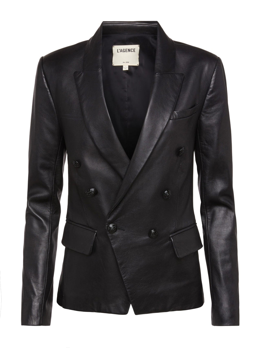 Kenzie Leather Blazer in Black/Black