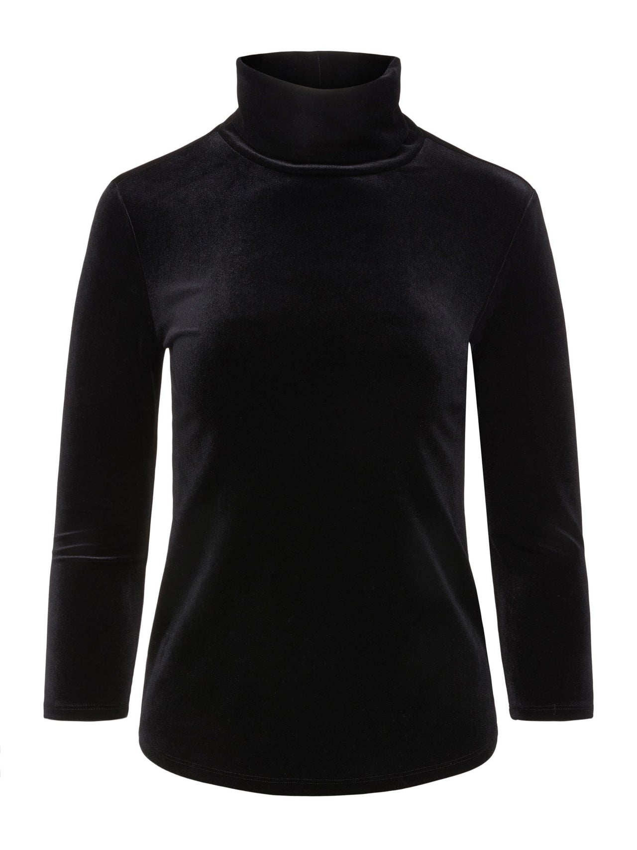 Aja 3/4 Sleeve Velvet Turtleneck in Black