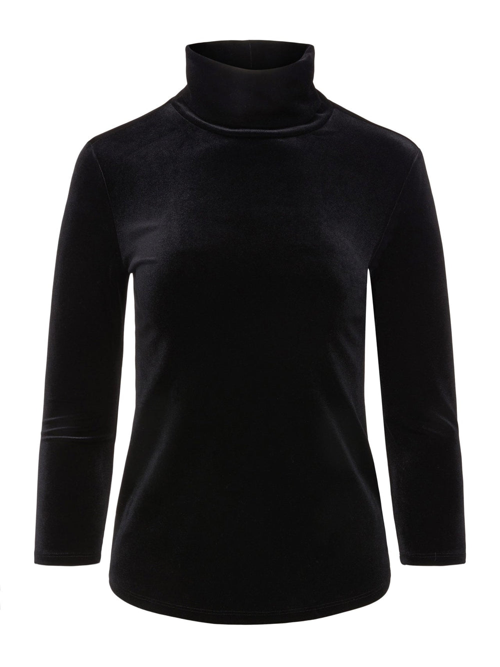 Aja 3/4 Sleeve Velvet Turtleneck in Black
