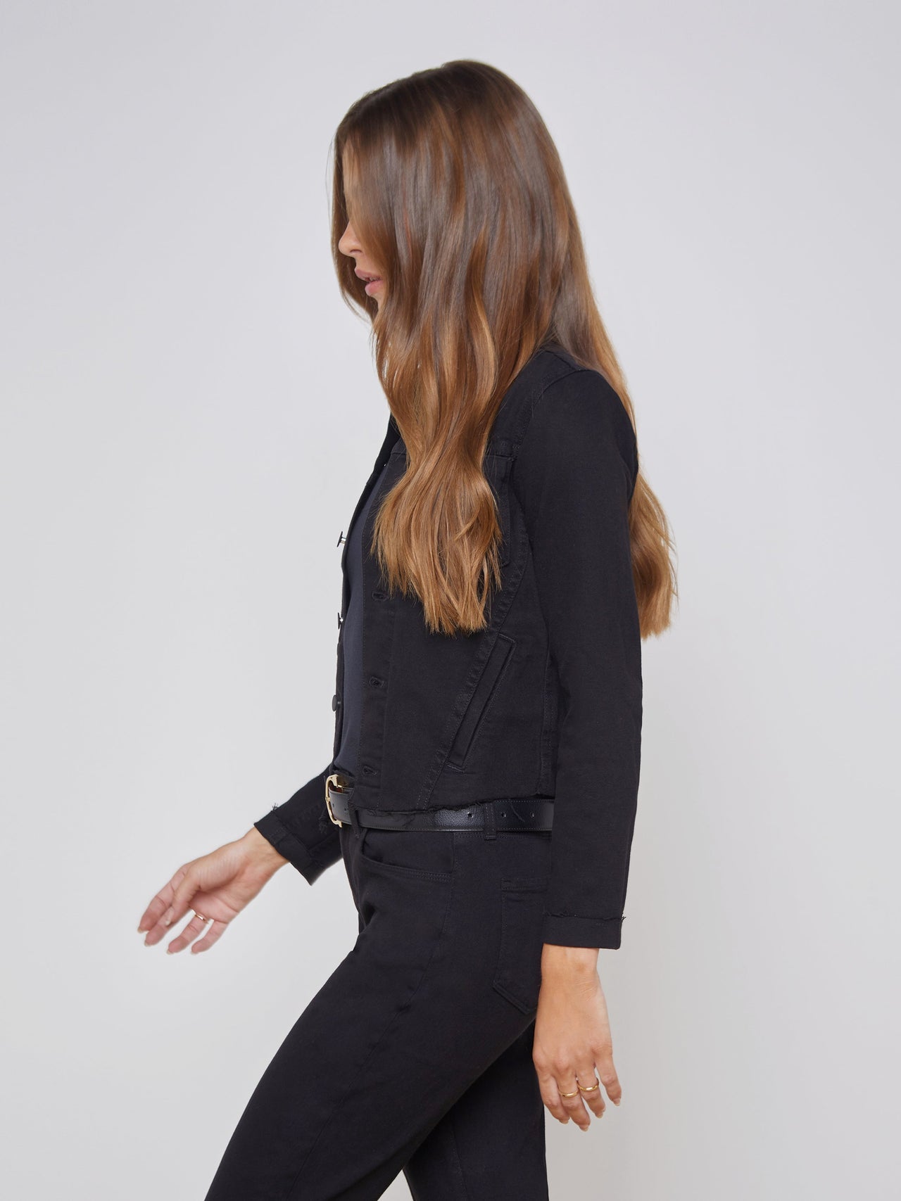 Janelle 3/4 Sleeve Jean Jacket in Saturated Black