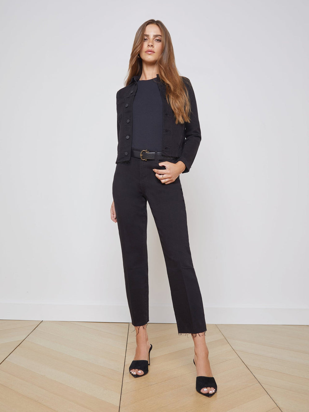 Janelle 3/4 Sleeve Jean Jacket in Saturated Black