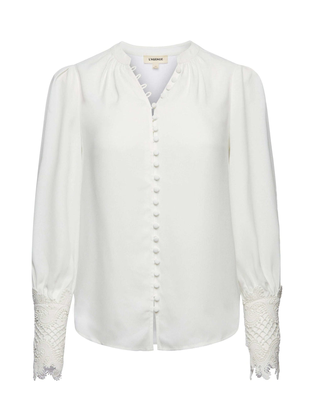 Ava Lace Cuff Blouse in Ivory