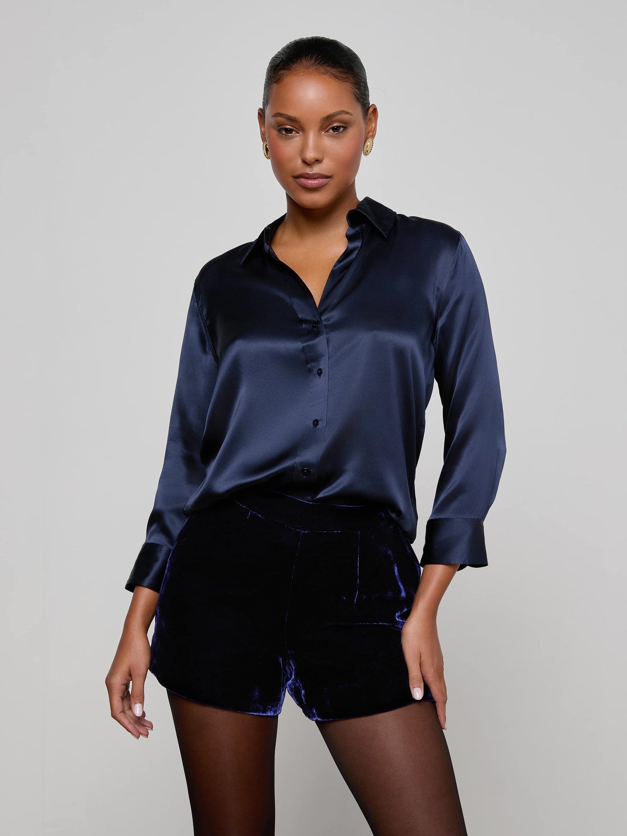 Dani Silk Blouse in Midnight