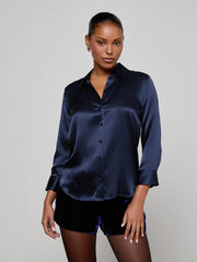 Dani Silk Blouse in Midnight