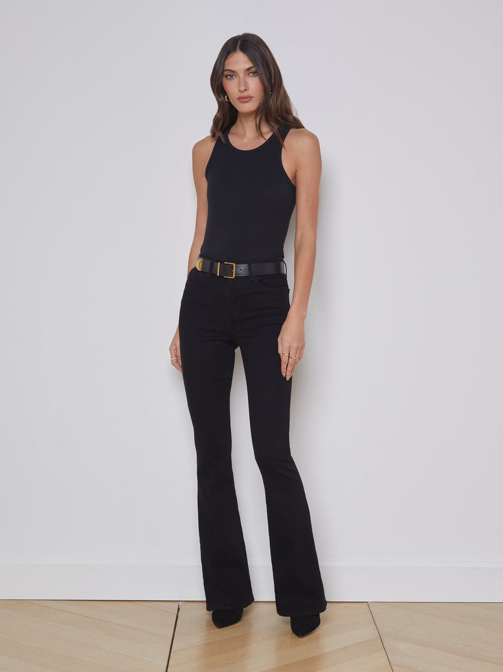 Nia Ribbed Racerback Tank in Black