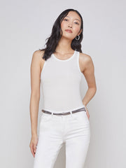 Nia Ribbed Racerback Tank in White