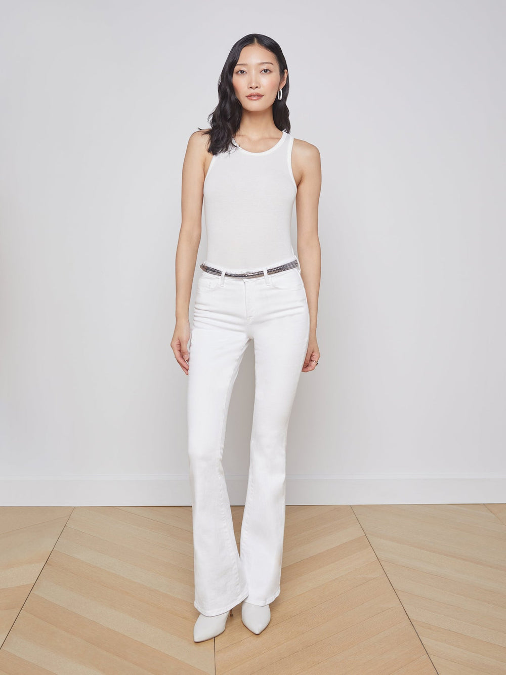 Nia Ribbed Racerback Tank in White