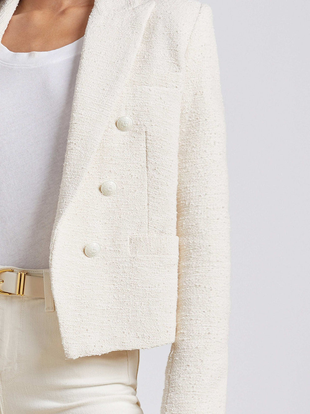 Brooke Open-Front Blazer in Ecru