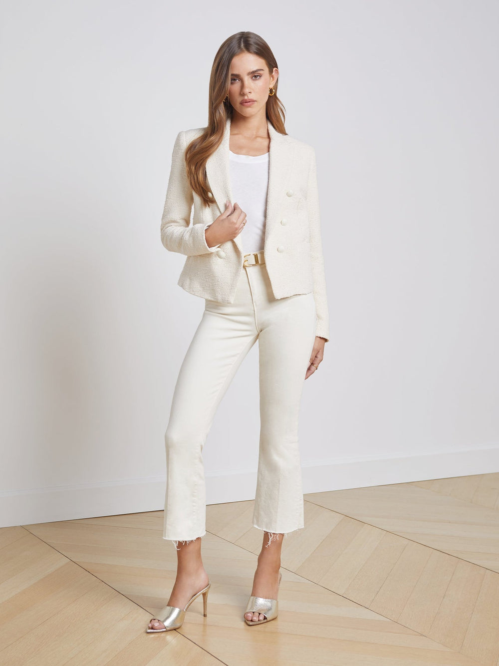 Brooke Open-Front Blazer in Ecru