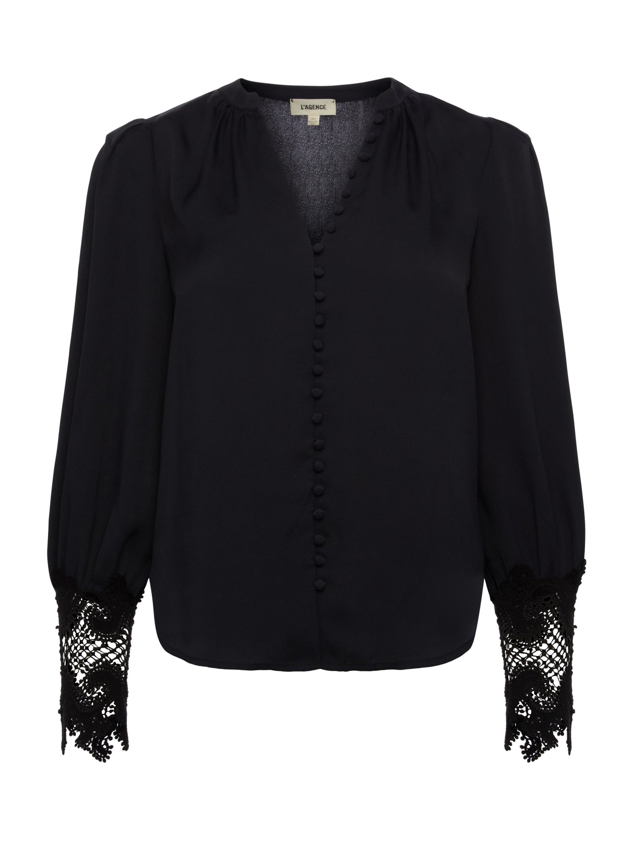 Ava Lace Cuff Blouse in Black