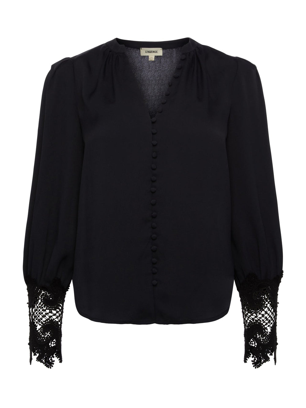 Ava Lace Cuff Blouse in Black