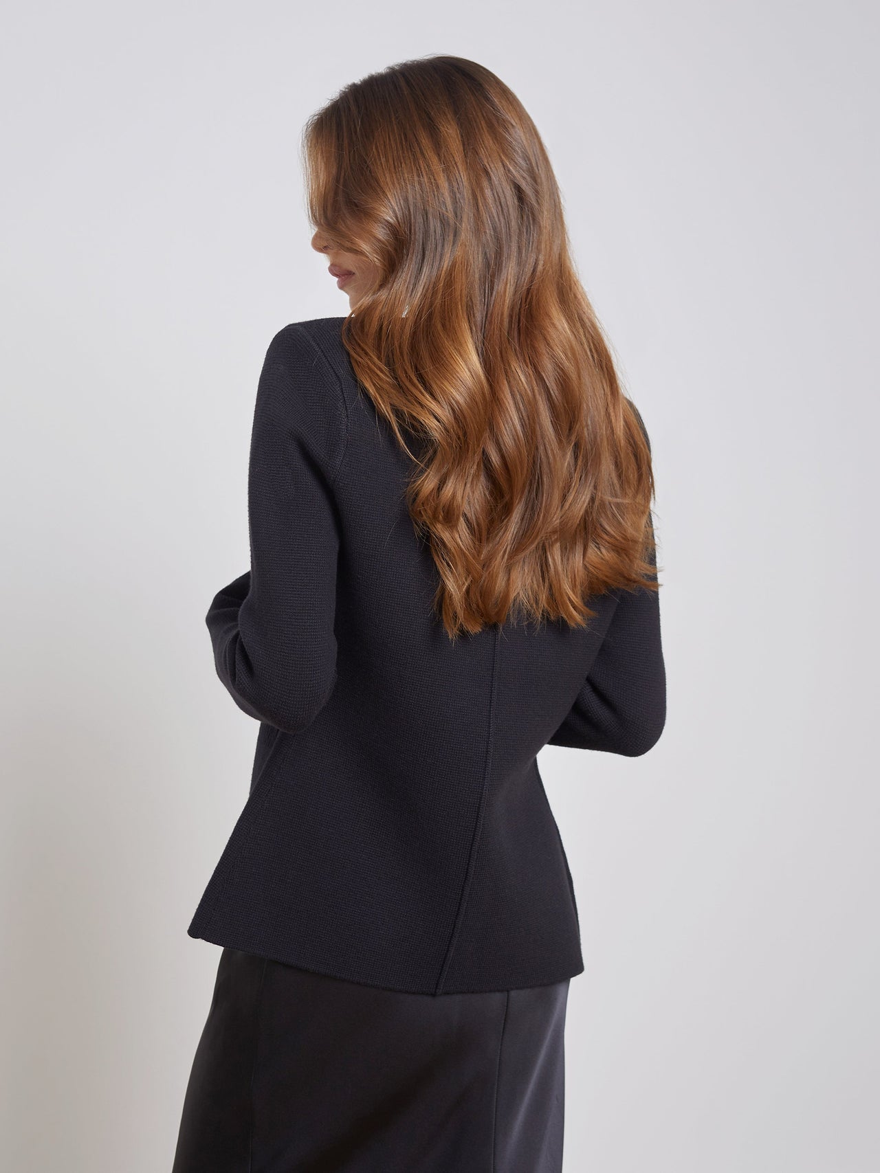 Lacey Knit Blazer In Black