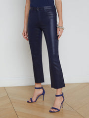 Kendra Coated Cropped Flare Jean in Midnight Coated