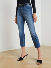 Sada High-Rise Slim-Leg Cropped Jean in Cambridge