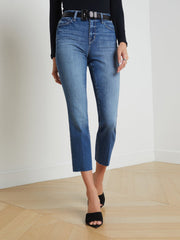 Sada High-Rise Slim-Leg Cropped Jean in Cambridge