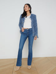 Azure Fringe Cardigan Blazer in Blue Multi