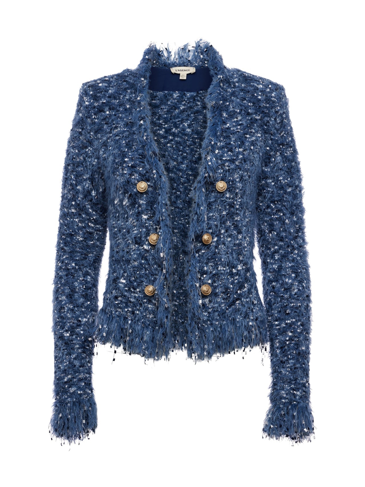 Azure Fringe Cardigan Blazer in Blue Multi