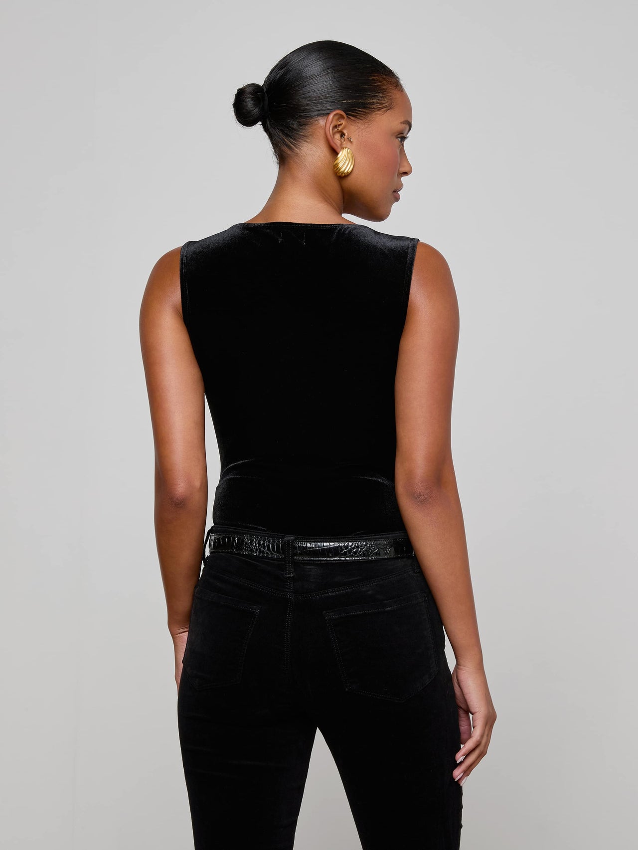 Molly Velvet Bodysuit in Black