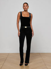 Molly Velvet Bodysuit in Black