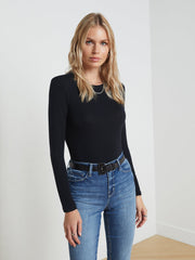 Tess Long Sleeve Tee in Black Micro Modal