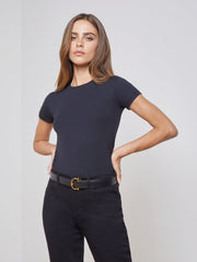 Ressi Fitted Tee in Black Micro Modal