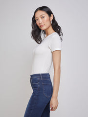 Ressi Fitted Crewneck Tee in White Micro Modal