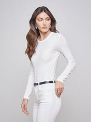 Tess Long Sleeve Tee in White Micro Modal