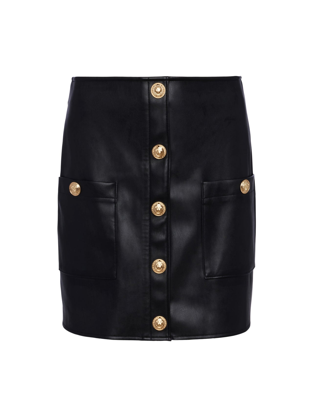 Truman Vegan Leather Mini Skirt in Black