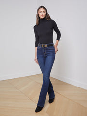 Flora Long Sleeve Turtleneck in Black/Black