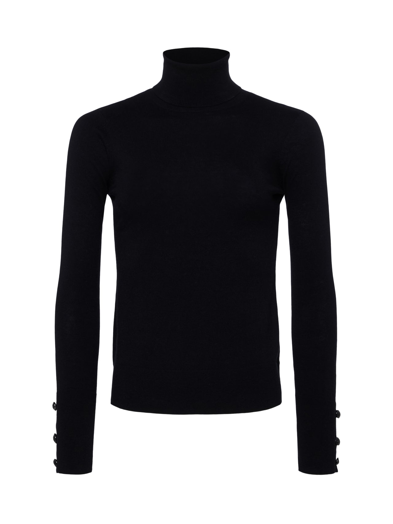 Flora Long Sleeve Turtleneck in Black/Black