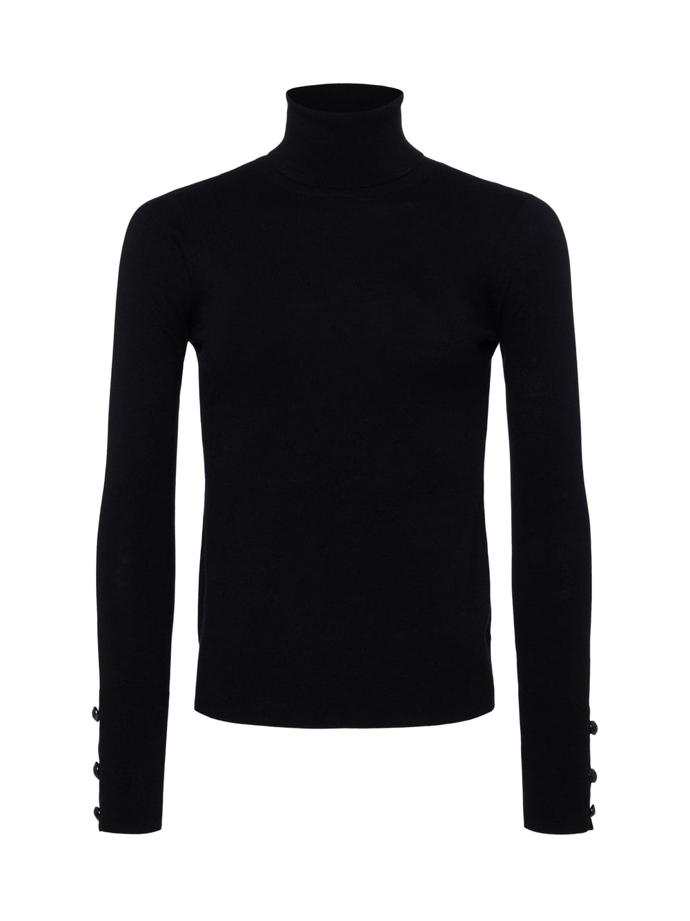 Flora Long Sleeve Turtleneck in Black/Black