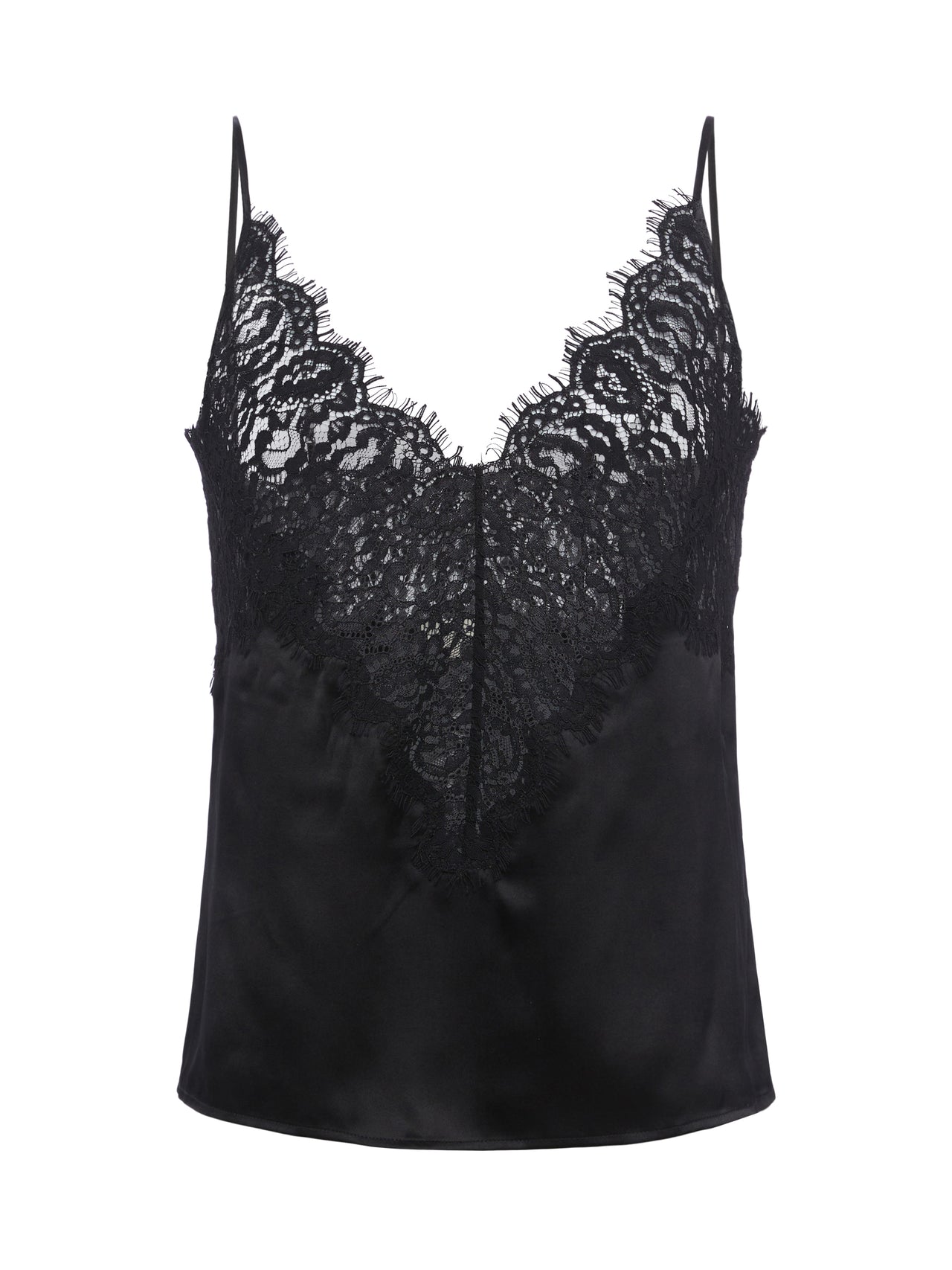 Priya Silk Lace Camisole in Black