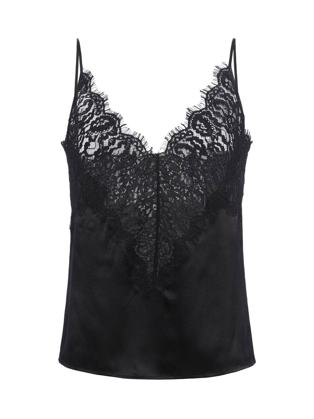 Priya Silk Lace Camisole in Black