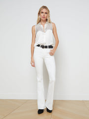 Emmy Sleeveless Silk Blouse in Ivory