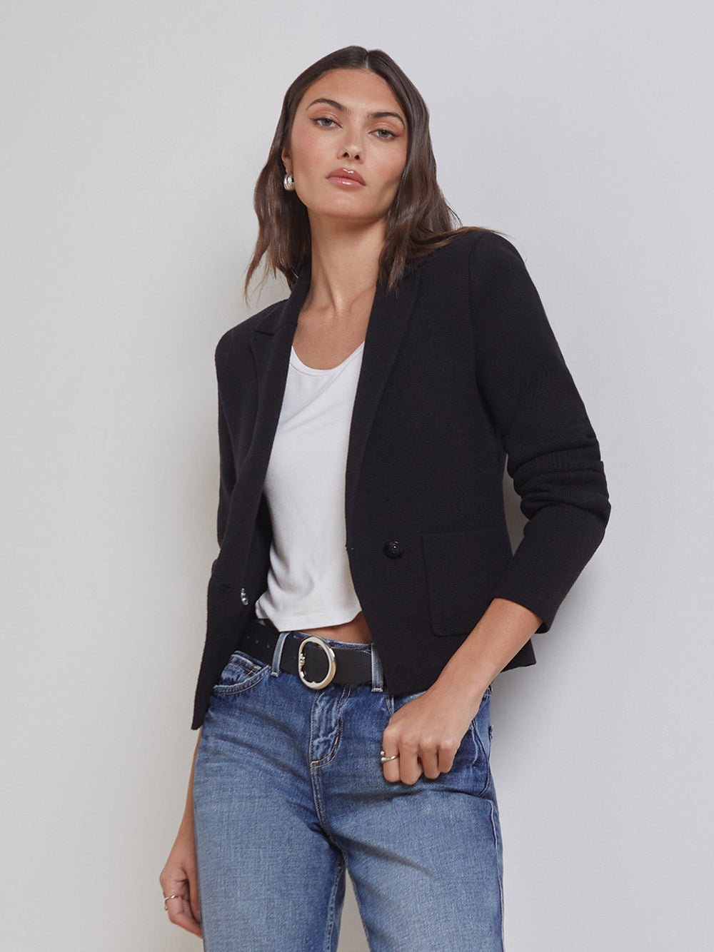 Sofia Knit Blazer in Black