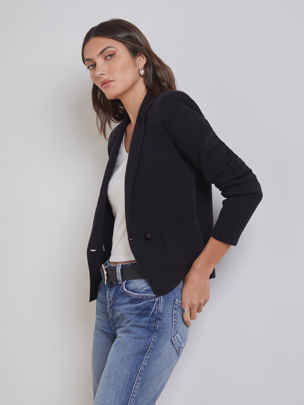 Sofia Knit Blazer in Black