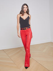 Marty Coated Flare Jean in Tango Red Coated